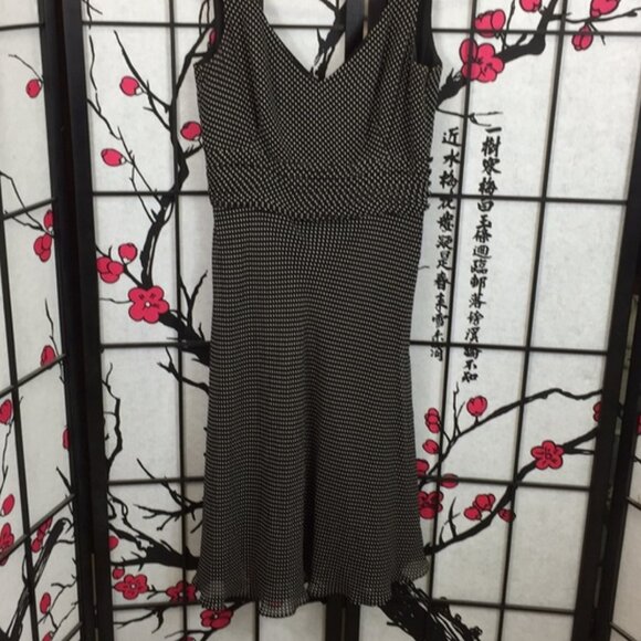 Black & White Polka dot lined silk dress Flowing 4 - Picture 1 of 4